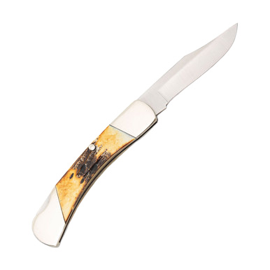 Bear & Son Genuine India Stag Bone Midsize Lockback Folding Knife BR505 View 2