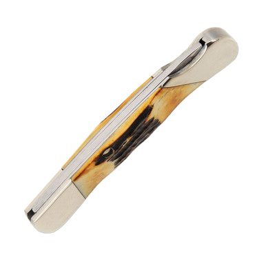 Bear & Son Genuine India Stag Bone Midsize Lockback Folding Knife BR505 View 9