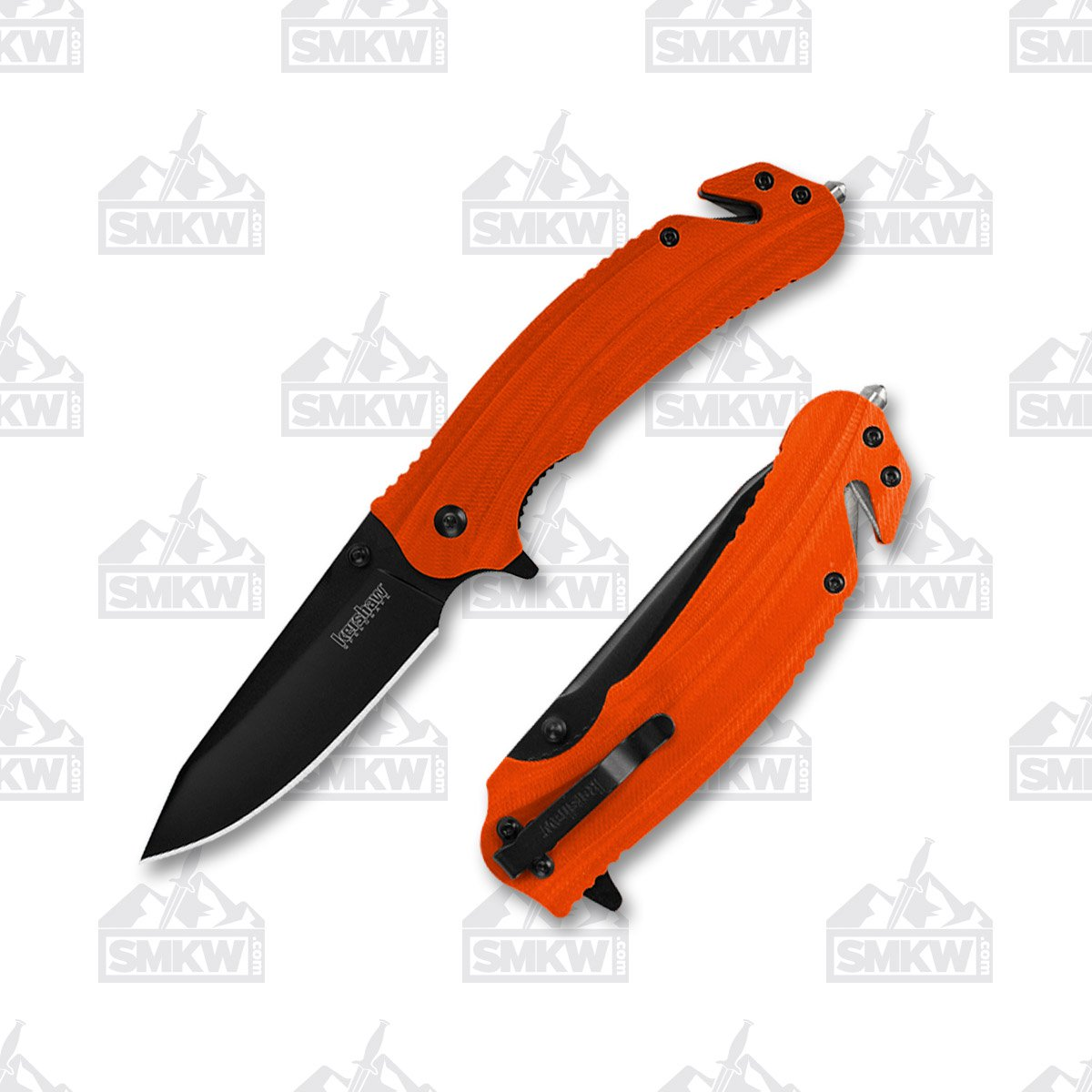 Kershaw Barricade Folding Rescue Knife Orange 3.5in Plain Black Drop Point KS8650 View 1