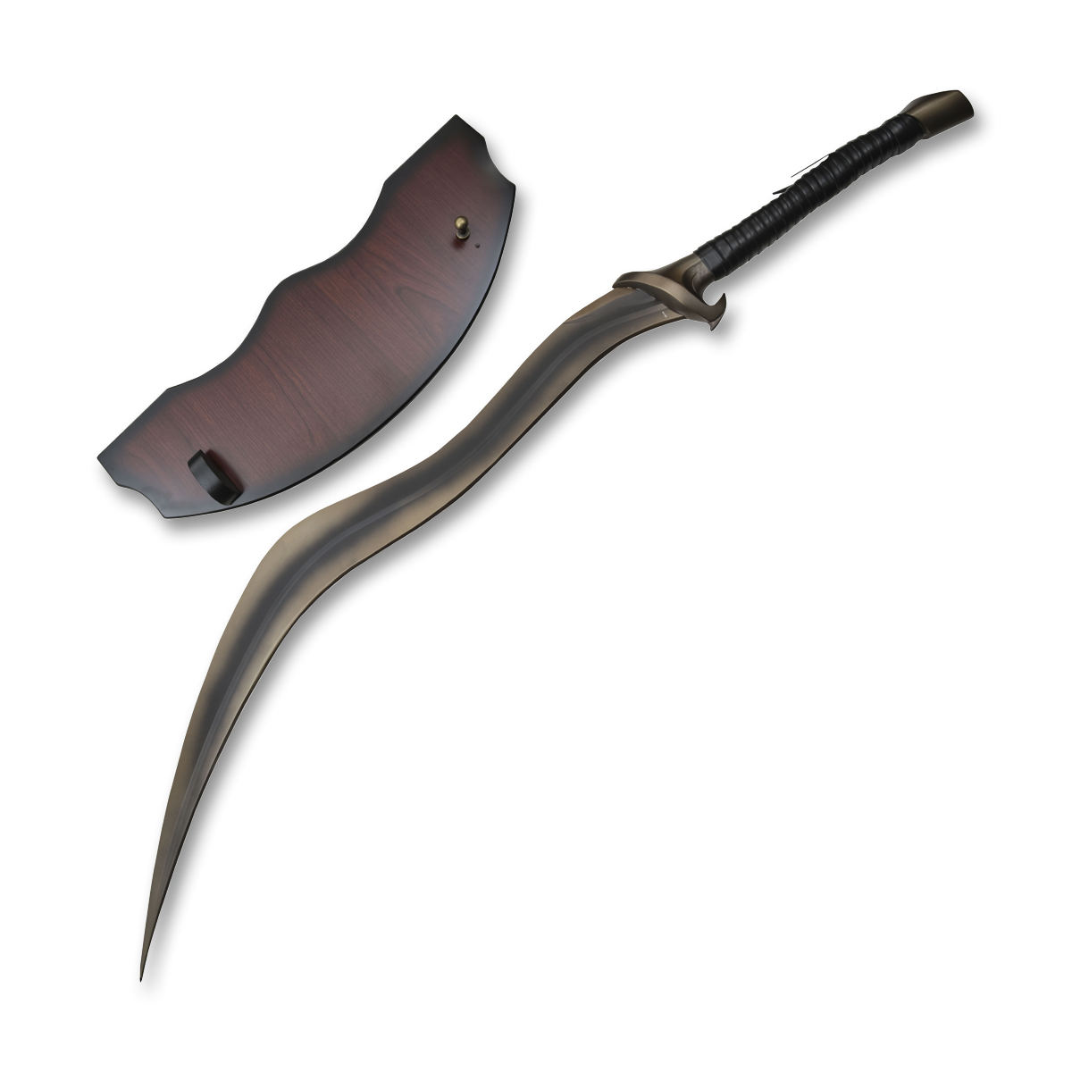46.25" Curved Metal Greatsword with Wood Stand NTFS151 View 1