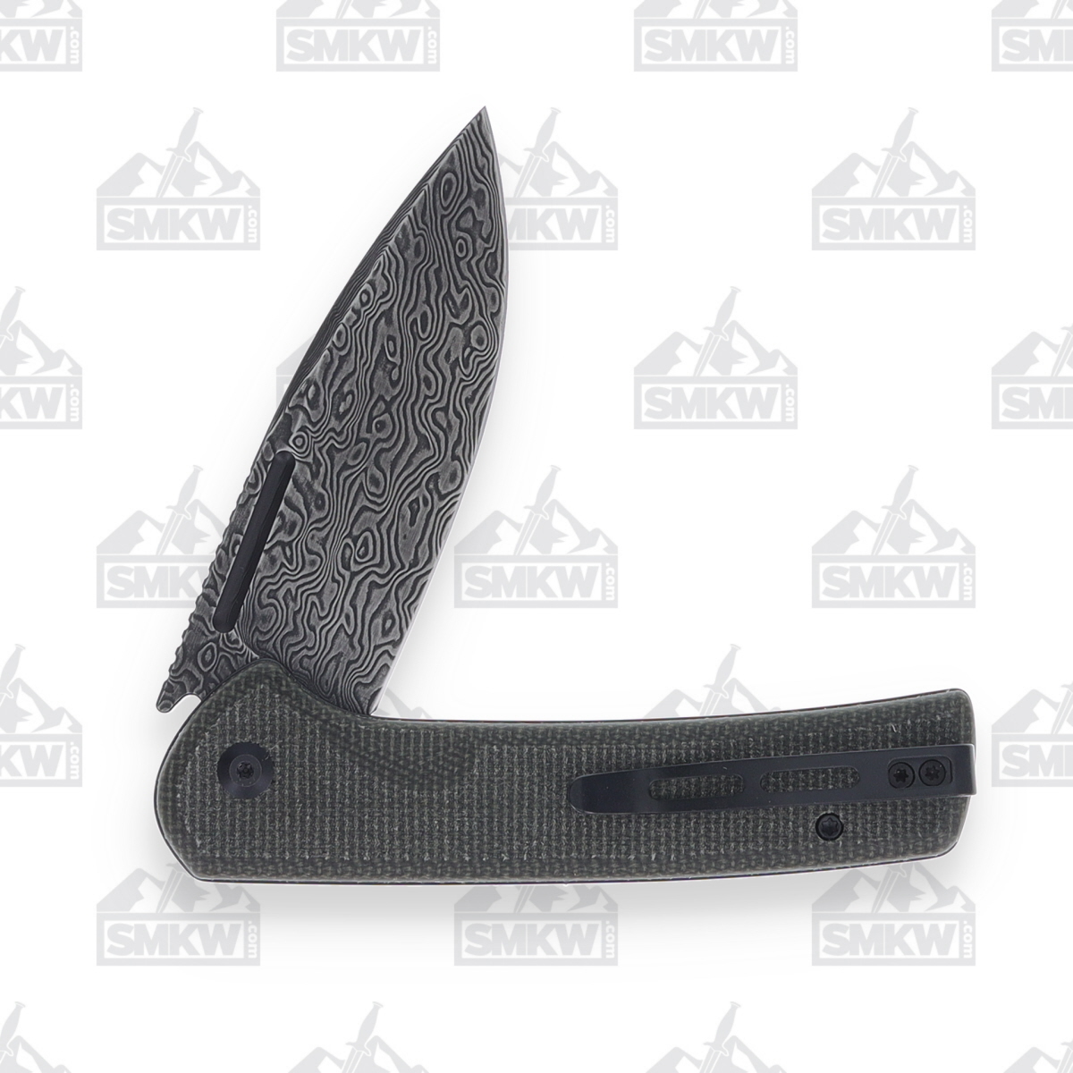 CIVIVI Conspirator Folding Knife Dark Green Micarta 3.48in Damascus Blade WKCC21006DS1 View 4