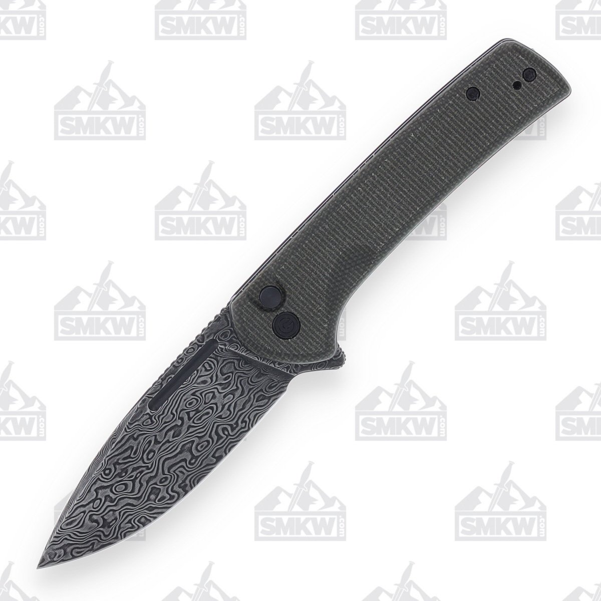 CIVIVI Conspirator Folding Knife Dark Green Micarta 3.48in Damascus Blade WKCC21006DS1 View 1