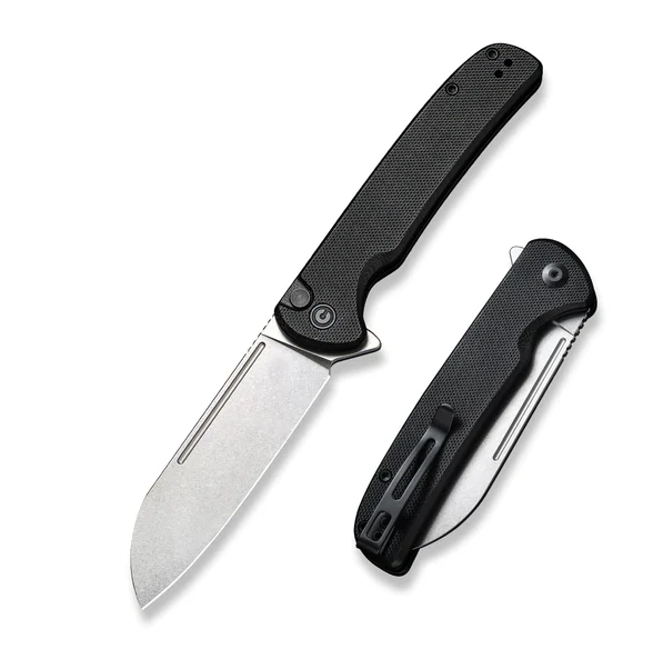CIVIVI Chevalier Folding Knife 3.46 Inch Plain Stonewash Sheepsfoot WKCC200221 View 1