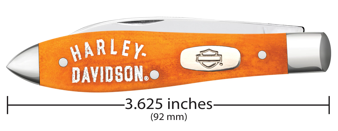 Case XX Harley-Davidson Persimmon Smooth Bone Tear Drop Folding Knife CA52244 View 3