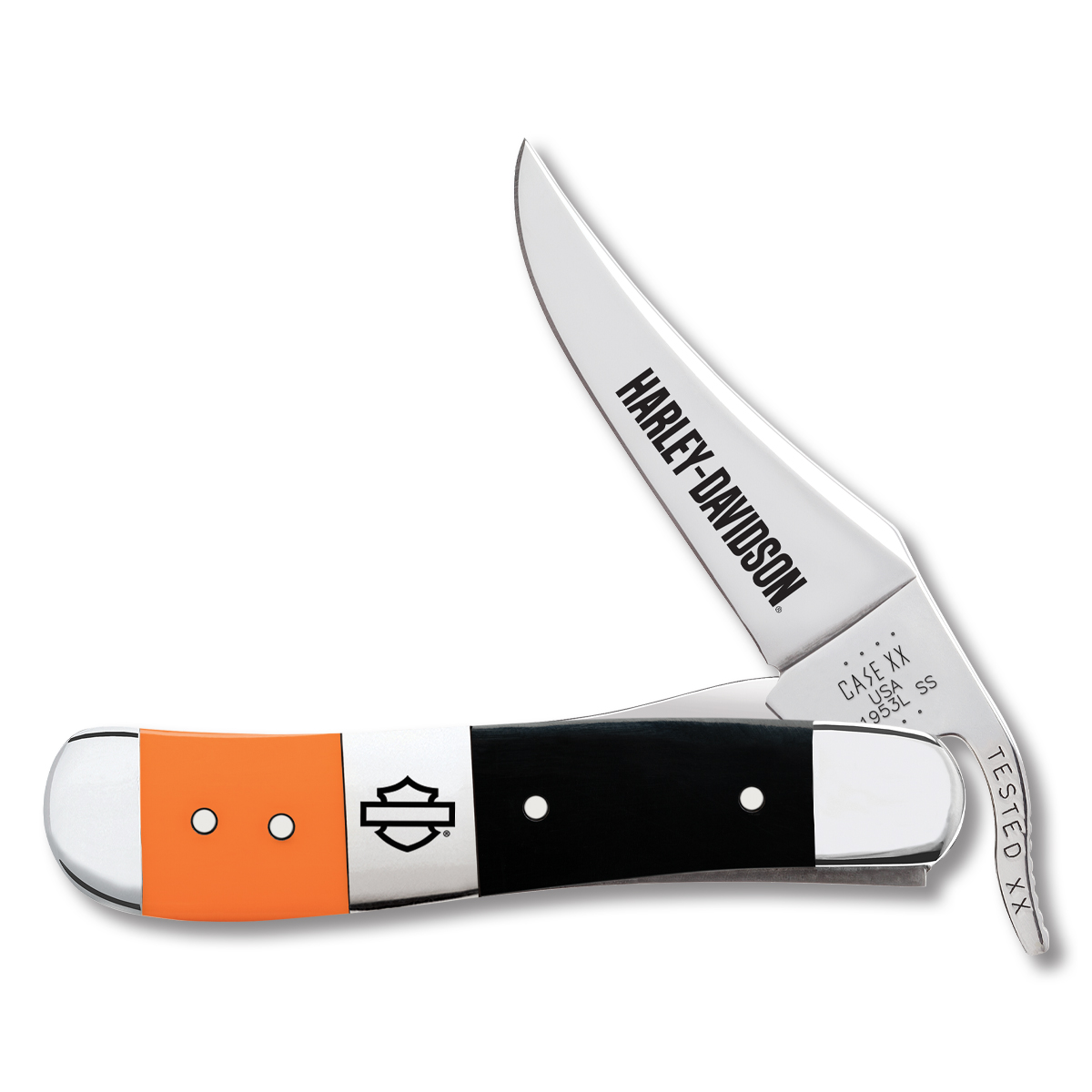 Case Harley-Davidson Black and Orange RussLock Folding Knife CA52245 View 1