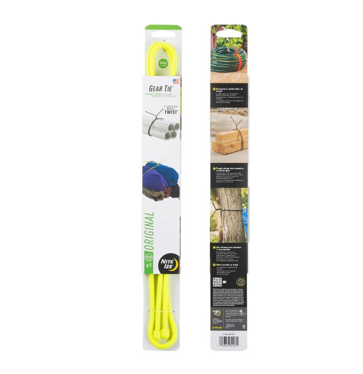 Nite Ize Gear Tie 64" Yellow Rubber Twist Tie 2 Pack NIGT6433R3 View 1