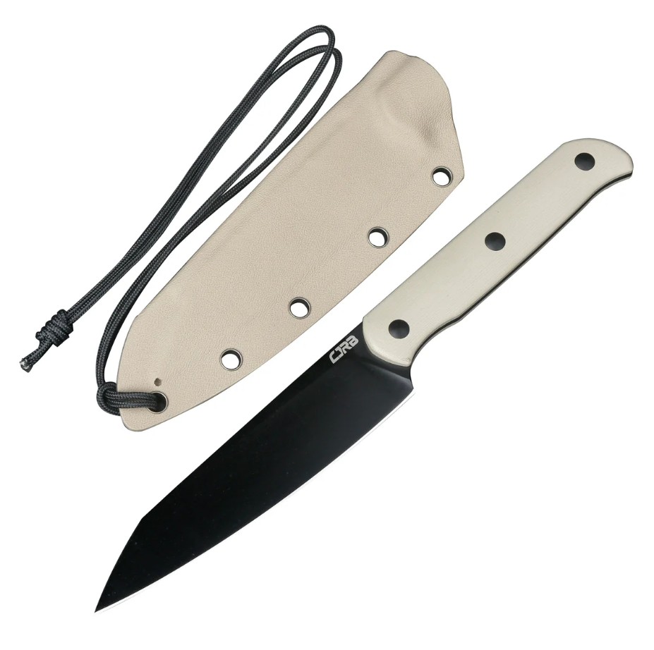 CJRB Silax Fixed Blade Knife Black Black PVD AR-RPM9/Desert White G-10 CJRB1921BBDE View 1
