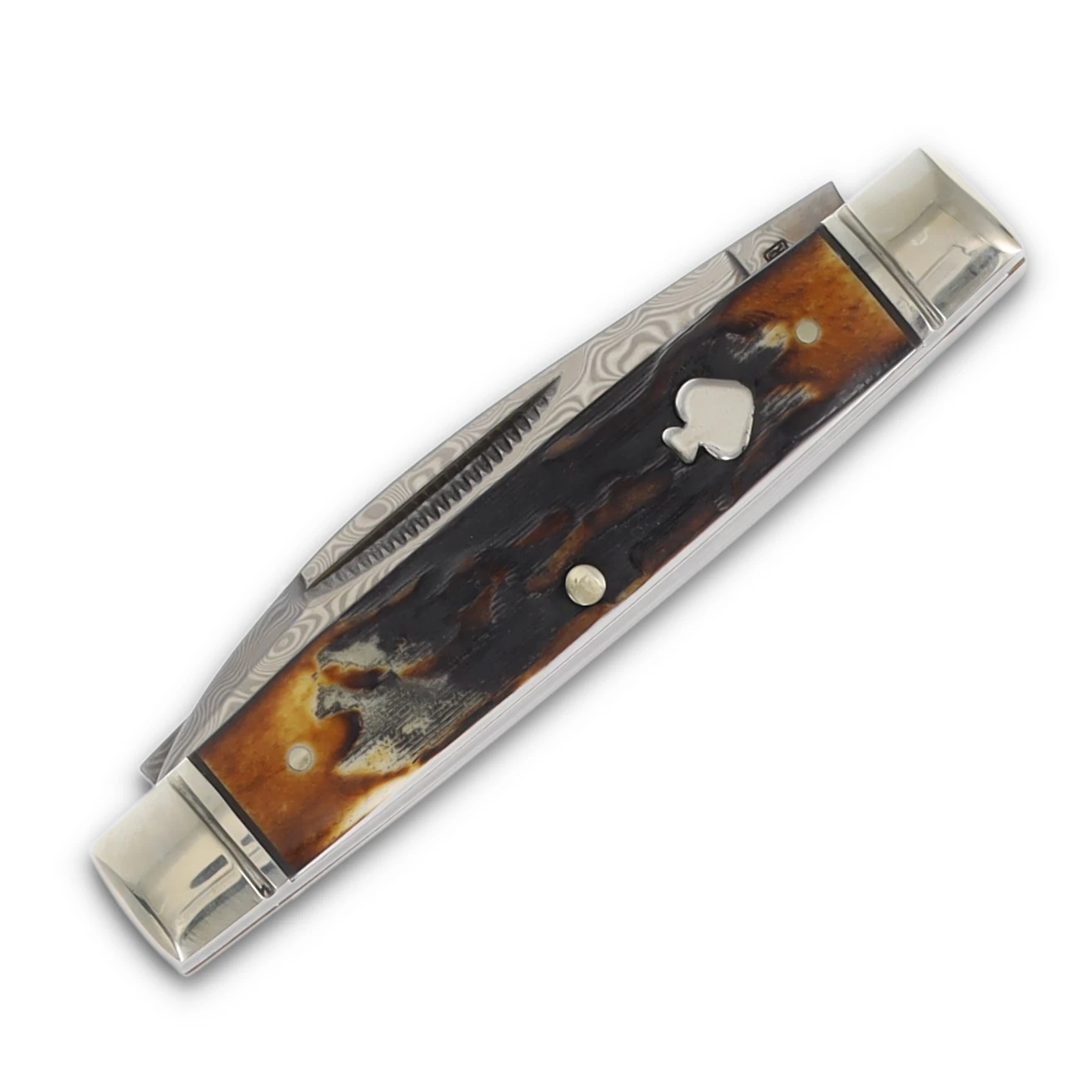 Rough Rider Capitol Intern Folding Knife Damascus Cinnamon Bone RR2531 View 3