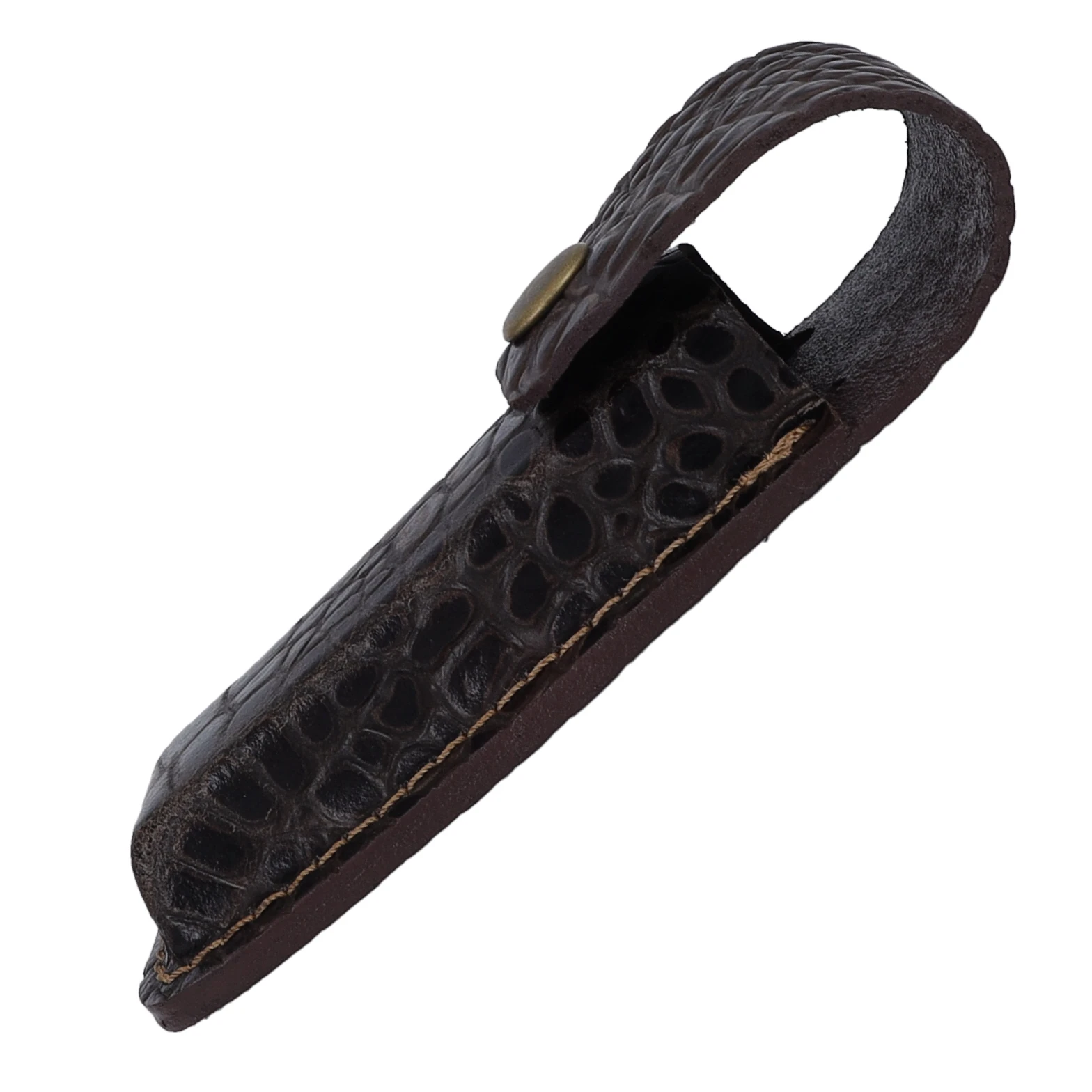 Leather Sheath for 5" Folding Knife Brown Croc Print SH1191 View 4