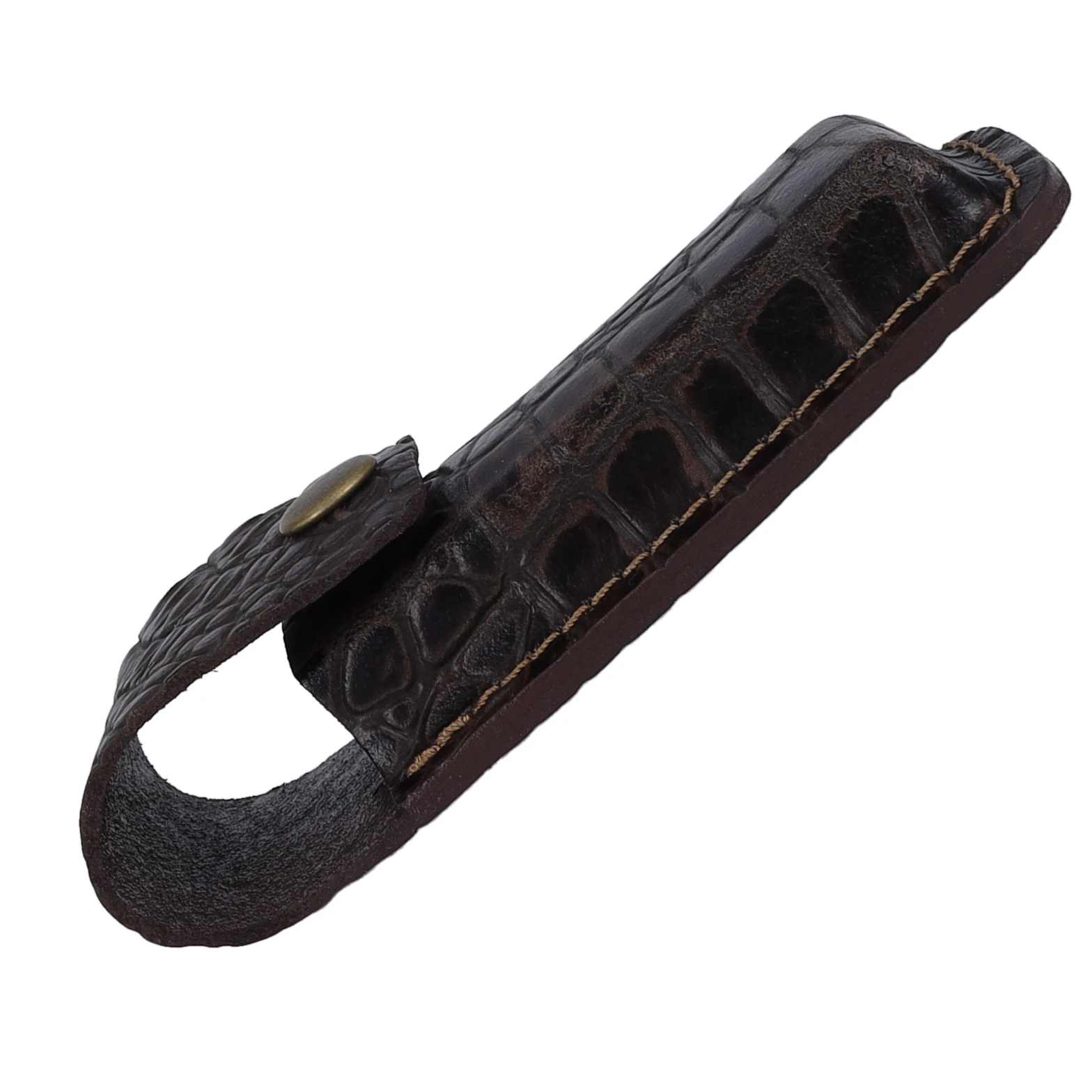 Leather Sheath for 5" Folding Knife Brown Croc Print SH1191 View 3