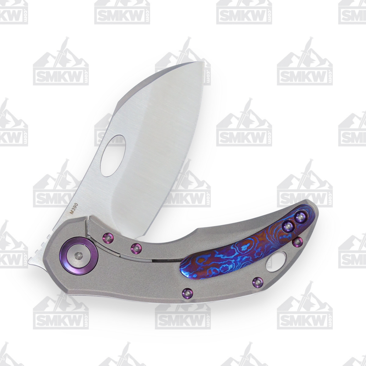 Olamic Busker Largo Folding Knife 2.5in Plain Light Blast TiMascus B693L View 4