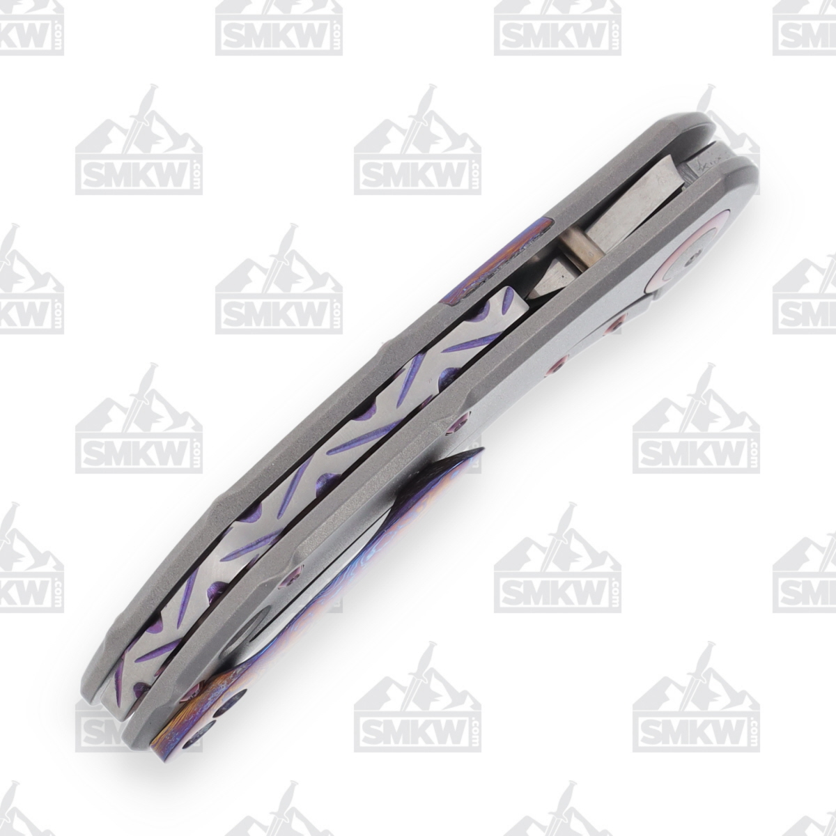 Olamic Busker Largo Folding Knife 2.5in Plain Light Blast TiMascus B693L View 8