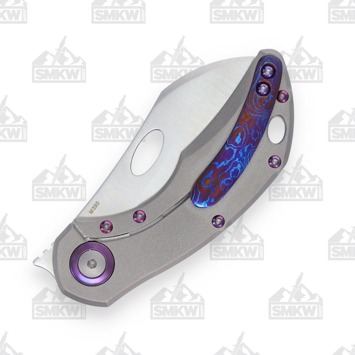 Olamic Busker Largo Folding Knife 2.5in Plain Light Blast TiMascus B693L View 6