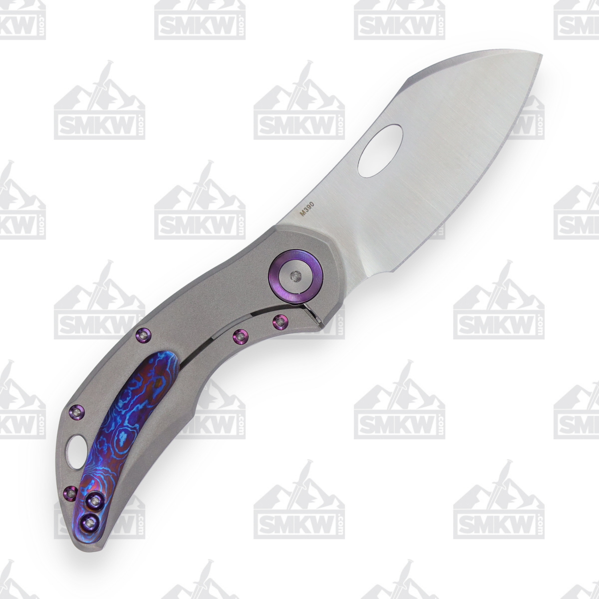 Olamic Busker Largo Folding Knife 2.5in Plain Light Blast TiMascus B693L View 2