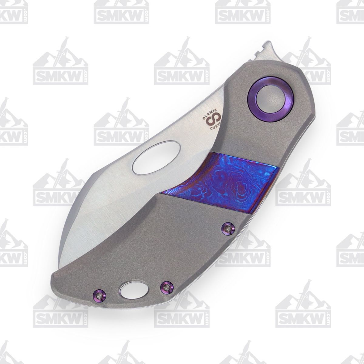 Olamic Busker Largo Folding Knife 2.5in Plain Light Blast TiMascus B693L View 5