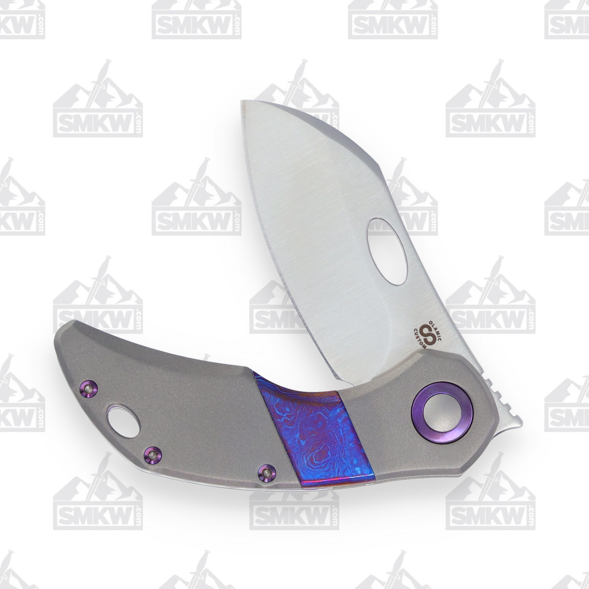 Olamic Busker Largo Folding Knife 2.5in Plain Light Blast TiMascus B693L View 3