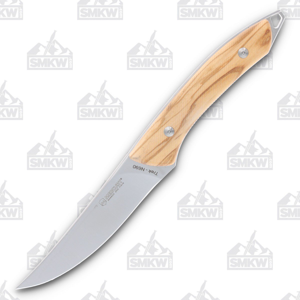 MKM Knives Mercury Trek Fixed Blade Olive Wood 5.12in Trailing Point MY92525LUC View 1