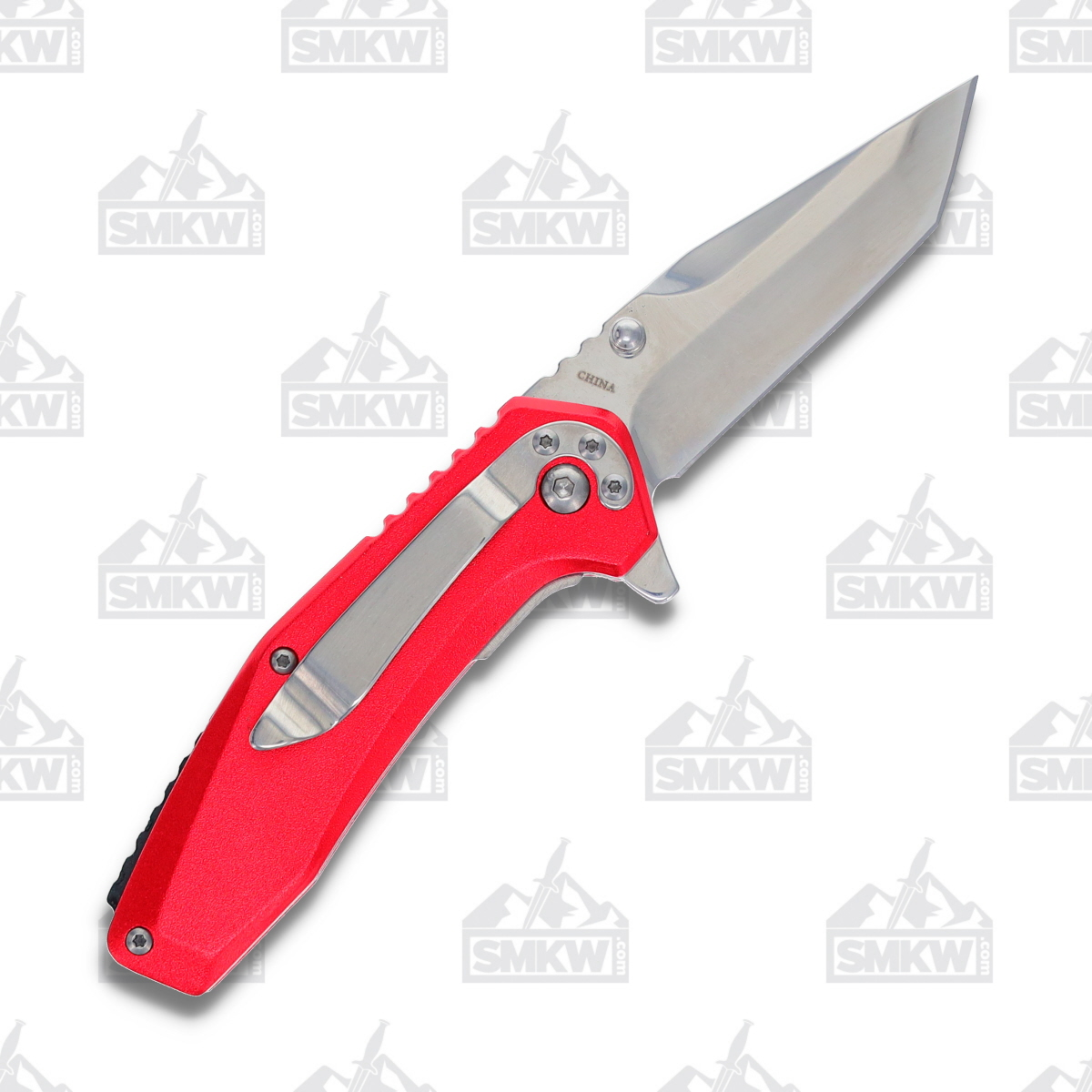 Steel Warrior Spring-Assisted Stallion Tanto Linerlock Folding Knife Red FRSW888R View 2