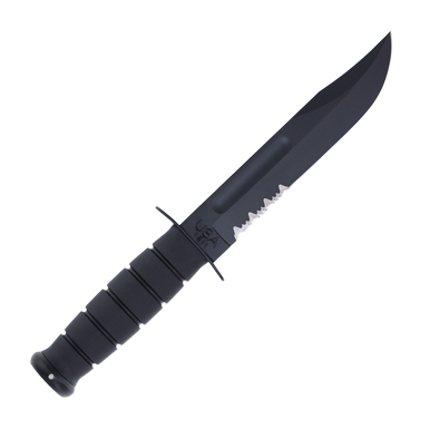 KA-BAR Fighting Fixed Blade Knife 7in Black Part Serrated Clip Point View 3