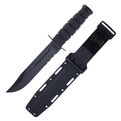 KA-BAR Fighting Fixed Blade Knife 7in Black Part Serrated Clip Point View 1