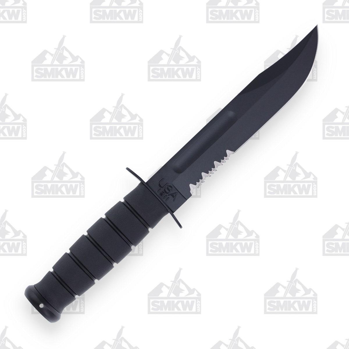 KA-BAR Fighting Fixed Blade Knife 7in Black Part Serrated Clip Point KA1214 View 3