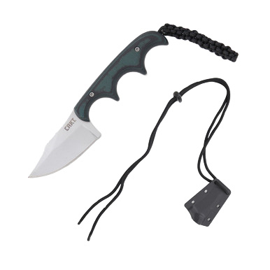 CRKT Minimalist Bowie Fixed Blade Neck Knife Green-Black 2.13" Clip Point View 1