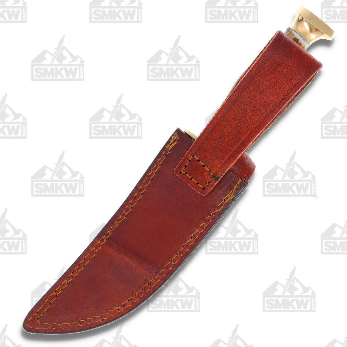 Marbles Damascus Skinner 5.5in Fixed Blade Wood and Stag Knife MR490D View 5