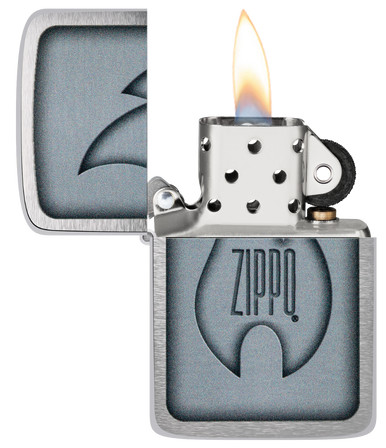 Zippo Brushed Chrome Flame Logo Lighter View 3