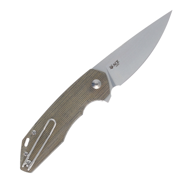 GiantMouse ACE Corta Green 3.1 Inch Plain Stonewash Drop Point GMACECORTAGN View 2