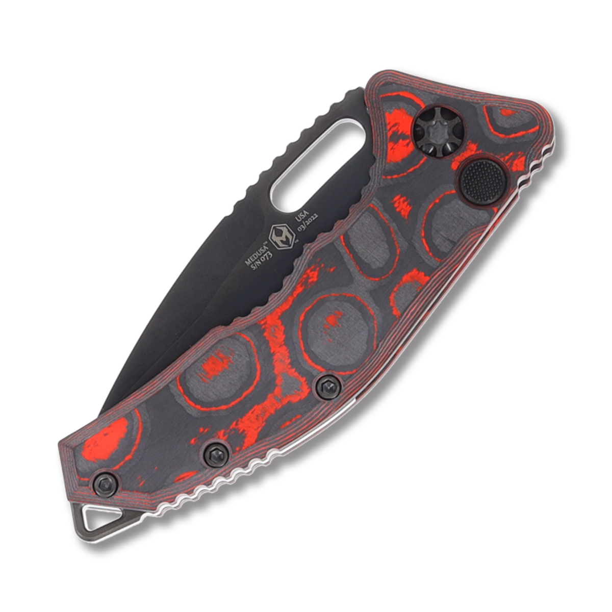 Heretic Knives Medusa OTS Automatic Knife Orange Camo - 3in Tanto Plain H0116AORCF View 3