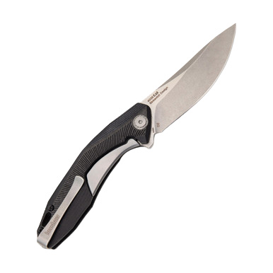 Kershaw Tumbler Folding Knife Black 3.25in Stonewashed Drop Point Blade View 3