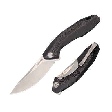 Kershaw Tumbler Folding Knife Black 3.25in Stonewashed Drop Point Blade View 1