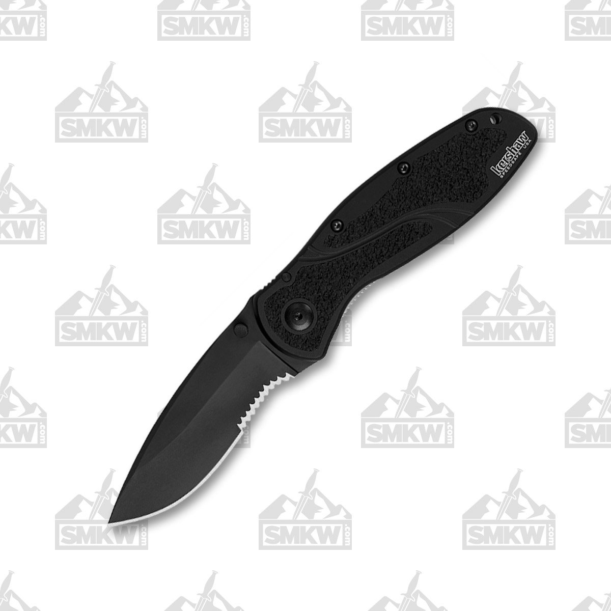 Kershaw Blur 3.4 Inch Partially Serrated Black Cerakote Drop Point KS1670BS View 2
