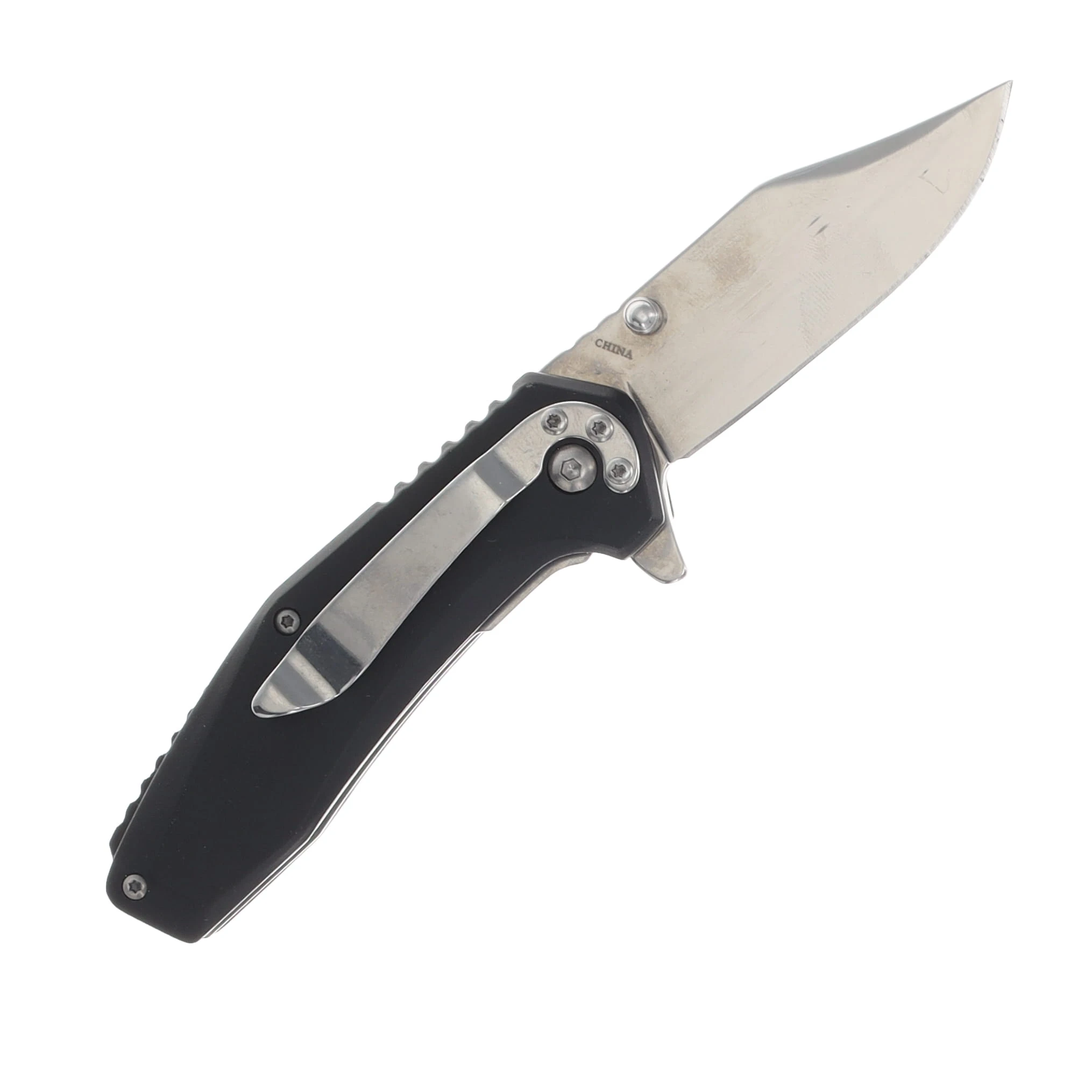 Steel Warrior Assisted Opening Clip Point Linerlock Folding Knife Black View 2
