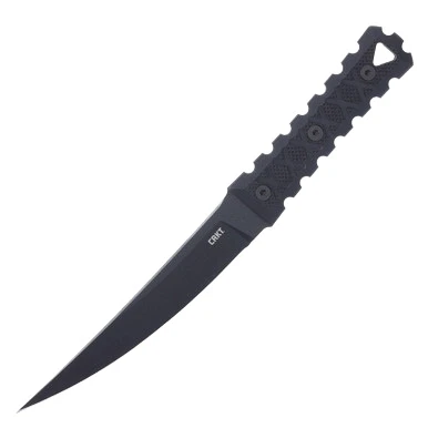 CRKT HZ6 Fixed Blade Knife 6.5 Inch Plain Black Powder Coated Upswept View 2