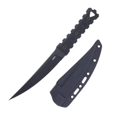 CRKT HZ6 Fixed Blade Knife 6.5 Inch Plain Black Powder Coated Upswept View 1