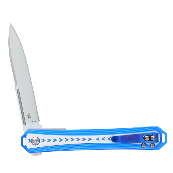 CRKT Stickler Folding Knife Blue 3.38 Inch Plain Satin Spear Point CR6710 View 4