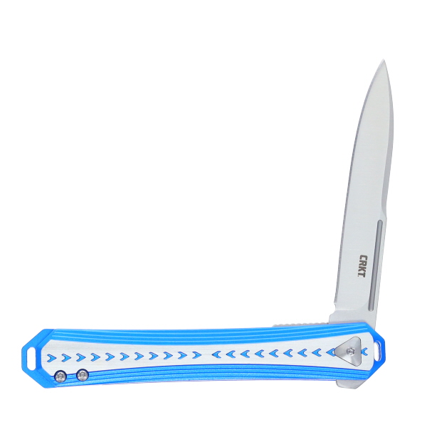 CRKT Stickler Folding Knife Blue 3.38 Inch Plain Satin Spear Point CR6710 View 3