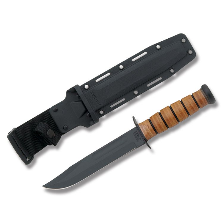 KA-BAR USN Navy Fighting Knife Leather Fixed 7in Straight Edge Blade KA5025 View 1