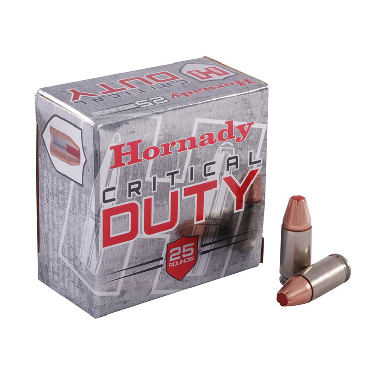 Hornady Critical Duty 9mm Luger +P 135gr FlexLock JHP Nickel Ammo 25Rd 90226 View 2