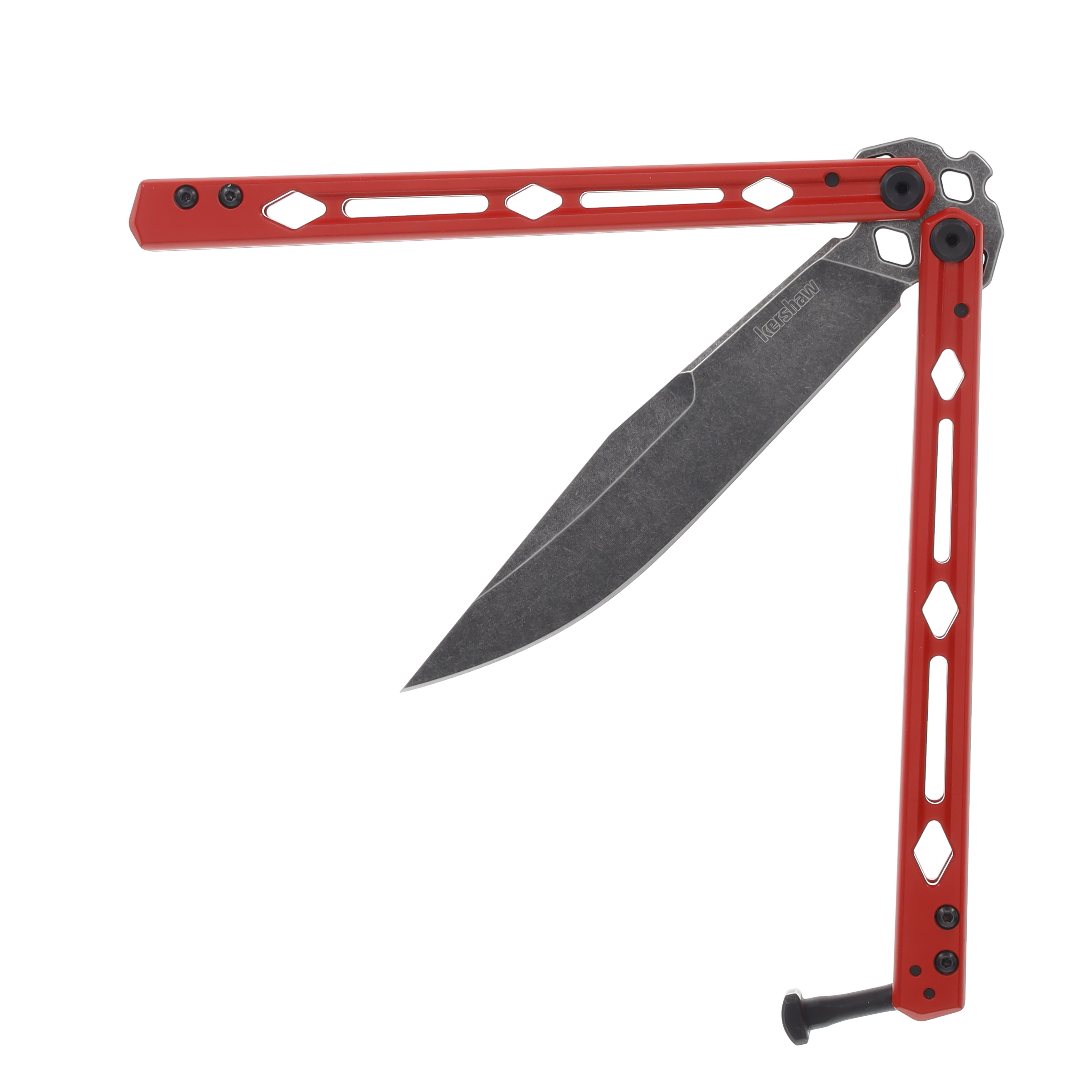 Kershaw Lucha Folding Knife 3.6in Plain Edge Red Steel Black Stonewash KS5150RDBW View 3