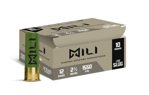 MILI Custom Defense Ammunition 12 Gauge 2.75in 1oz Plastic Brass Centerfire 10 Rounds Rifled Shotgun Slug M12RIFSLUG View 1