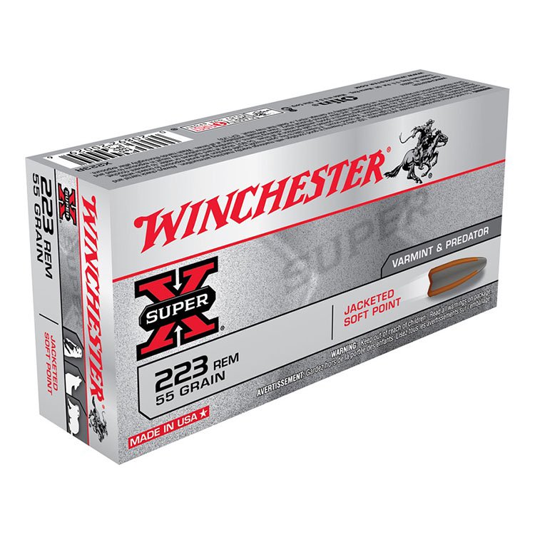 Winchester Super X 223 Remington Ammunition 55 Grain Jacketed Soft Point 20 Rounds X223R View 1