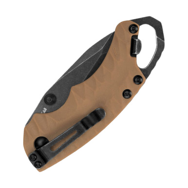 Kershaw Shuffle II Folding Knife Tan 2.6 Inch Plain BlackWash Tanto View 3