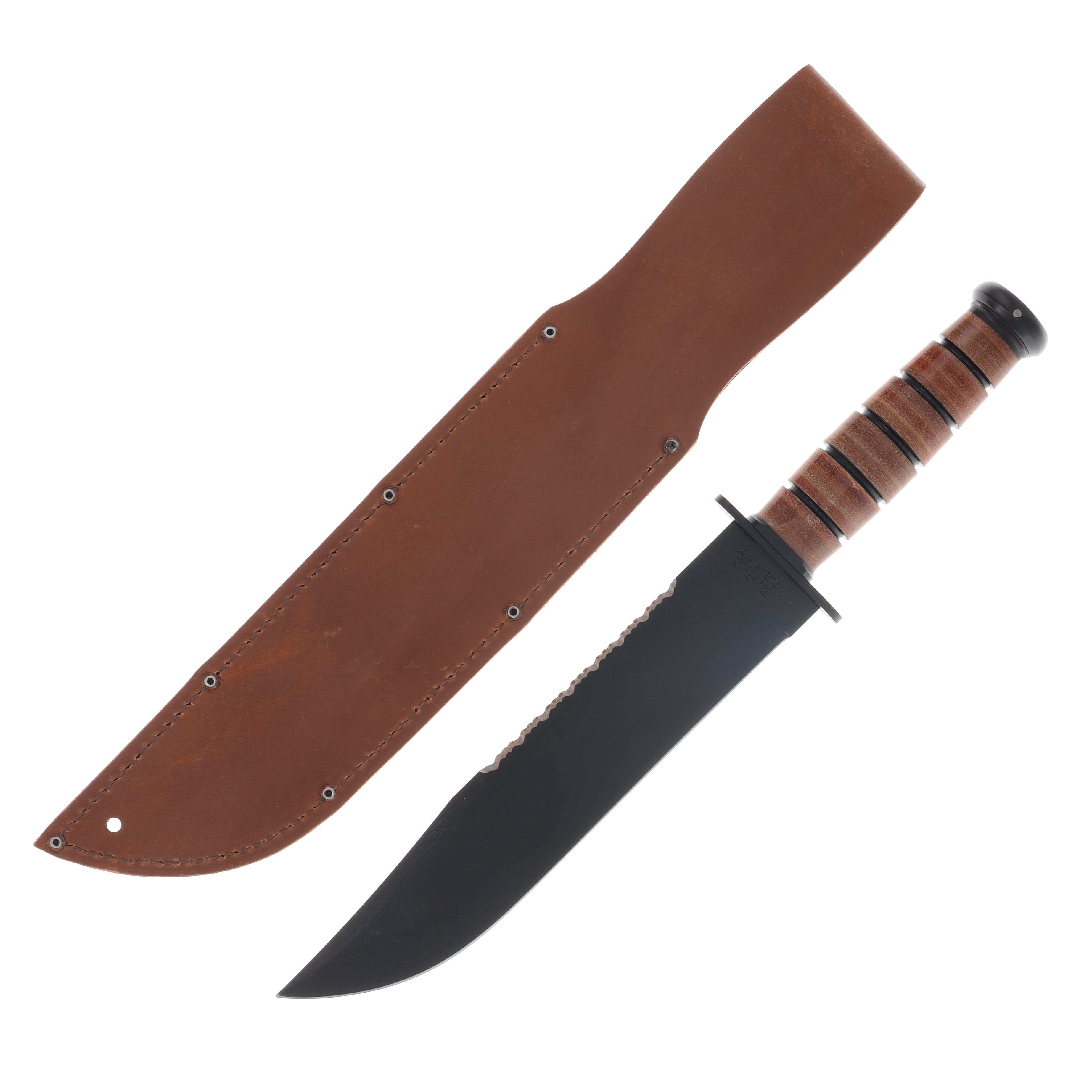 KA-BAR Big Brother Bowie Knife Stacked Leather Handle KA2217 View 2