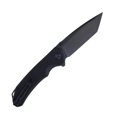 CIVIVI Brazen Folding Knife 3.46 Inch Plain Black Stonewash Tanto View 2