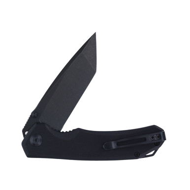CIVIVI Brazen Folding Knife 3.46 Inch Plain Black Stonewash Tanto View 6