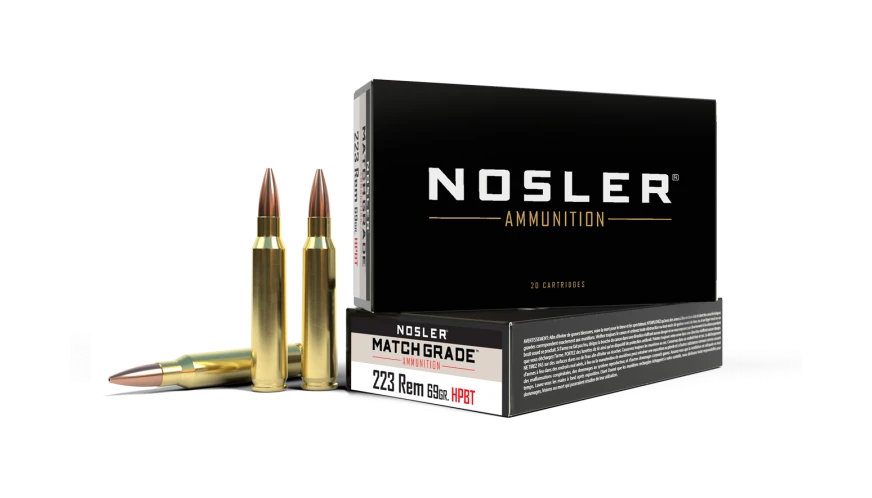 Nosler Match Grade 223 Rem 69 Grain 20 Rounds CC Brass Centerfire BTHP 60023 View 1