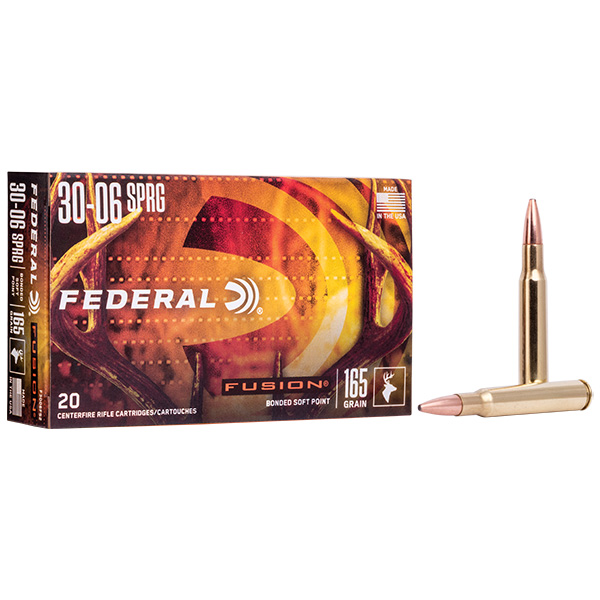Federal Fusion 30-06 Springfield Rifle Ammunition 20 Rounds Brass Centerfire 165 Grain Fusion Bonded SP View 1