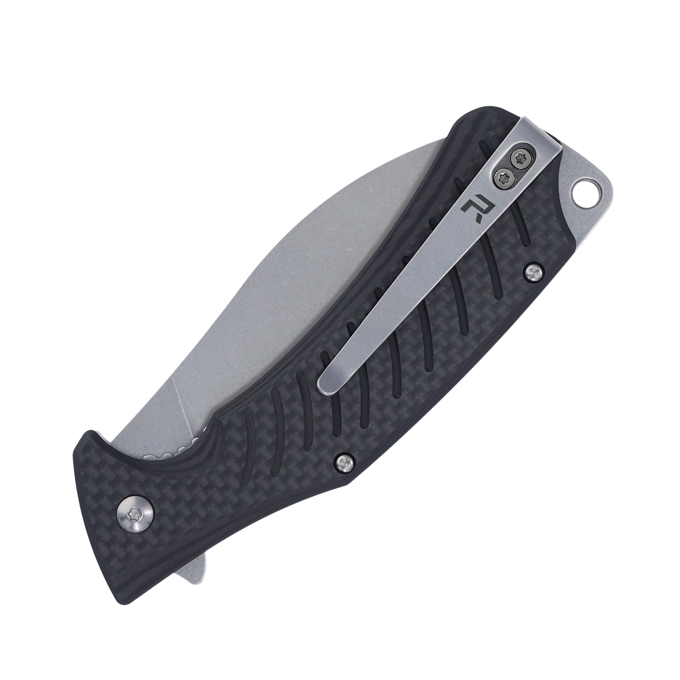 Revo Ness Folding Knife Carbon Fiber 3.37in Plain Stonewash Nessmuk NESSMUCF View 6